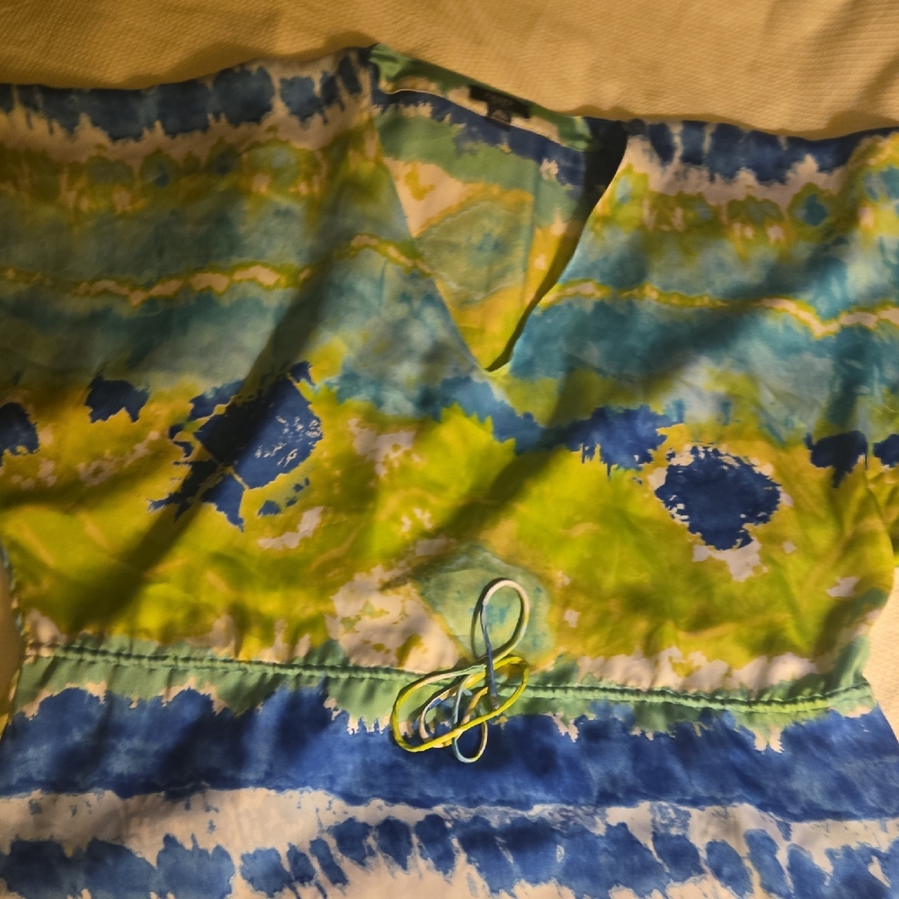 Chaps Tie-Dye Print Blouse Top XL Blue Green Yellow - Picture 3 of 7